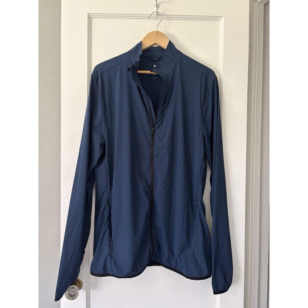 American Tall Mens M/T Navy Stretch Windbreaker Jacket Lightweight Full Zip